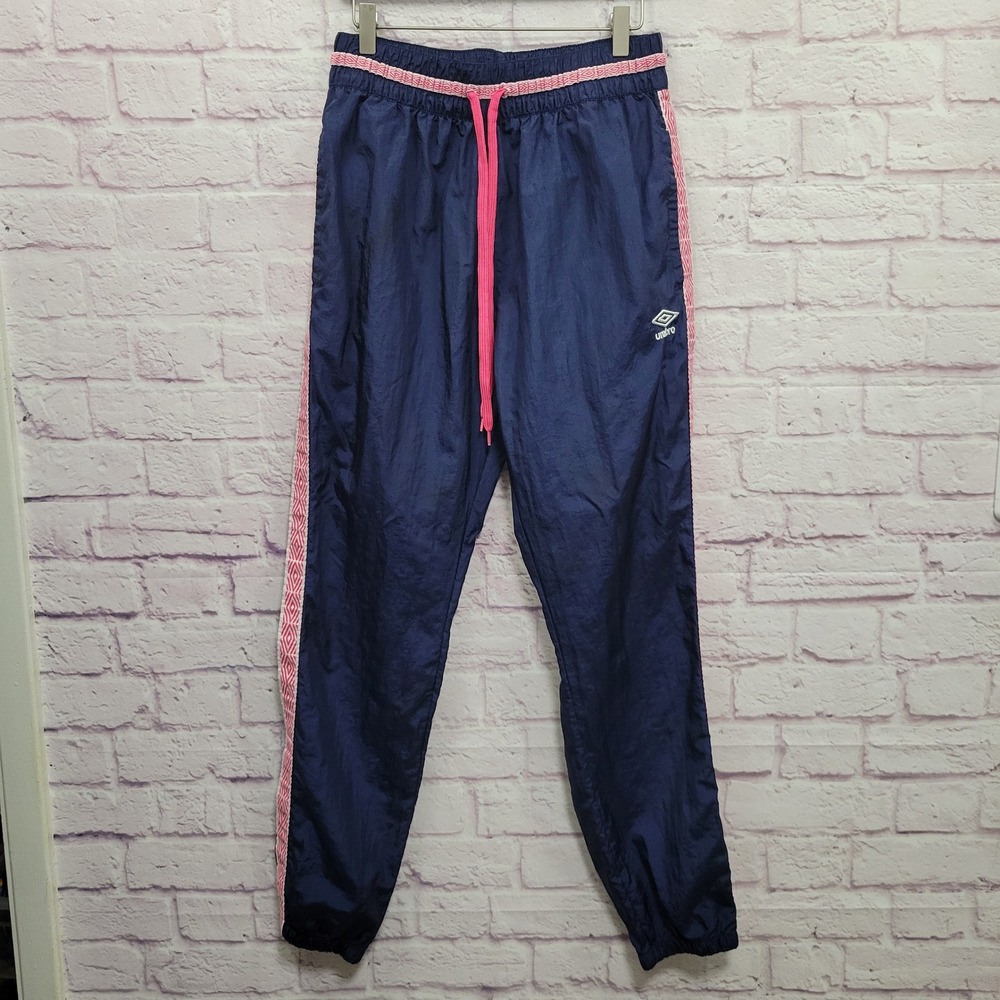 VTG Umbro 100% Nylon Track Pants Womens M Pink Tape‎ Retro Sportswear Gorpcore